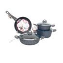 Saflon Soft Granite 7-Piece Set With Pyrex Lid - Hard Grey
