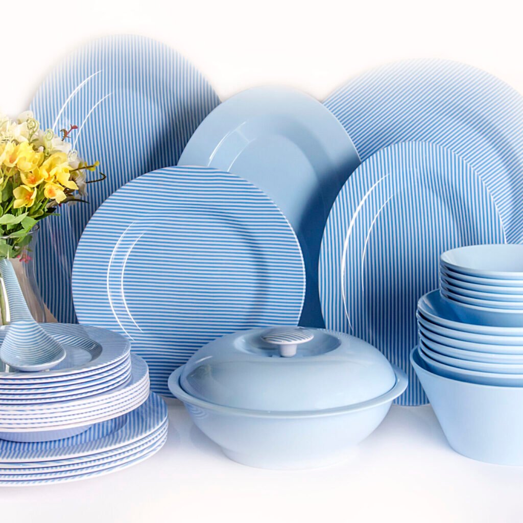 38-Piece Round Mixed Striped Dinner Set