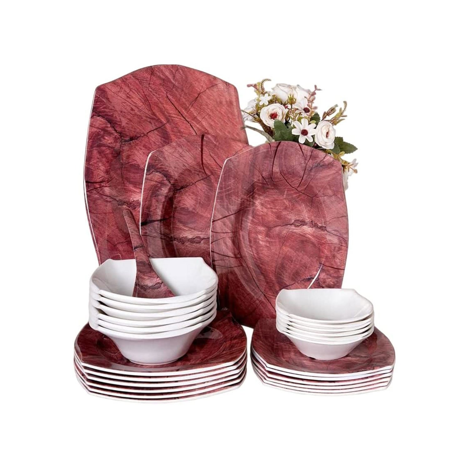 38-Piece Square Melamine Dinner Set E-kitchen