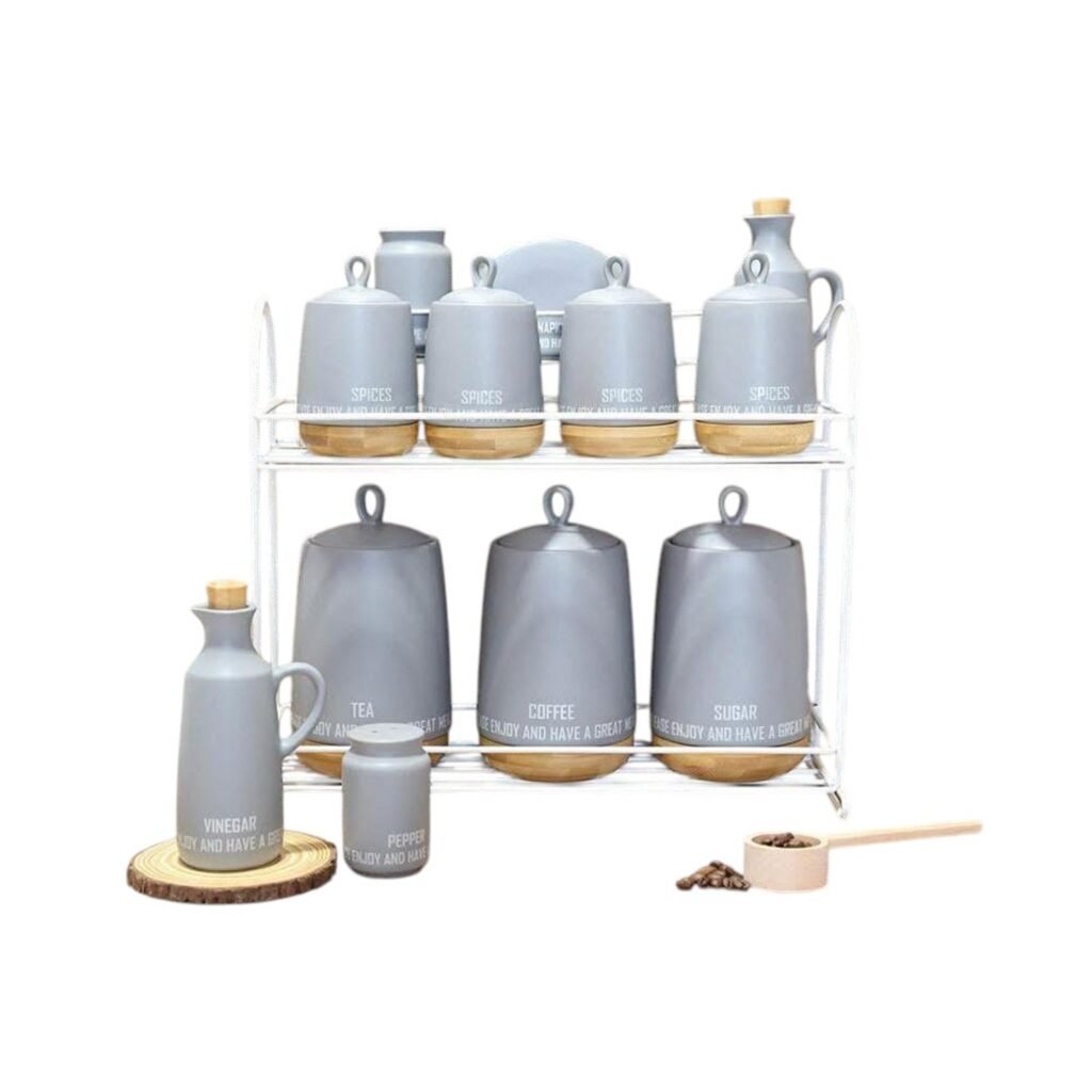 12-piece porcelain spice set with stand
