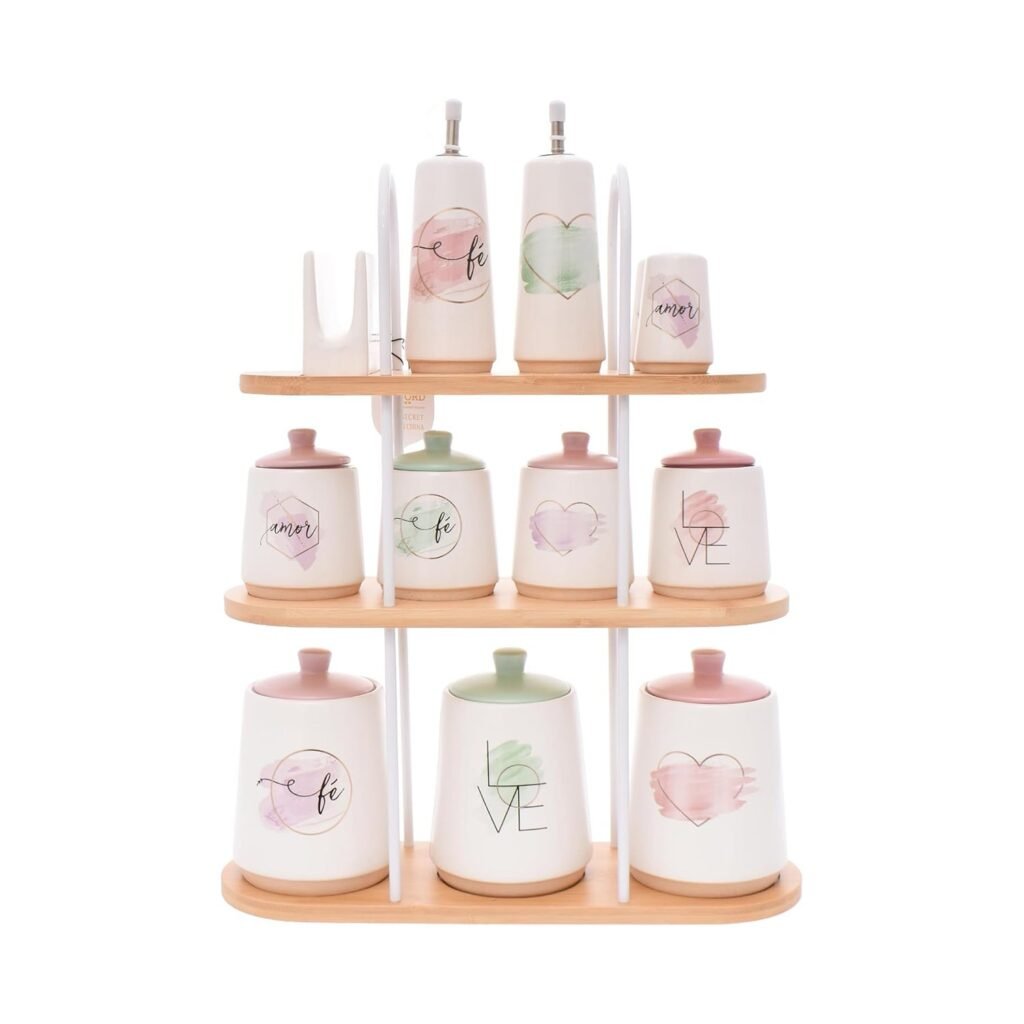 12-piece porcelain spice set with stand