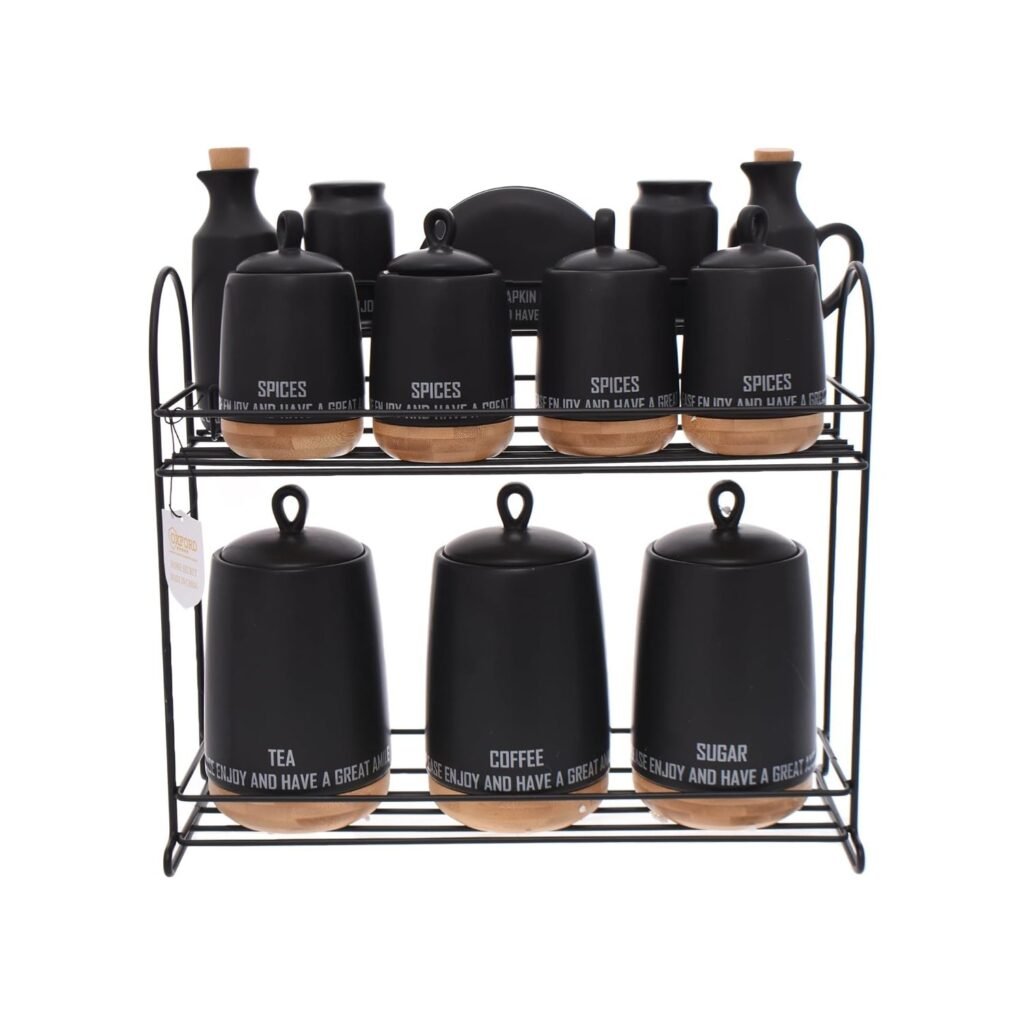 12-piece porcelain spice set with stand