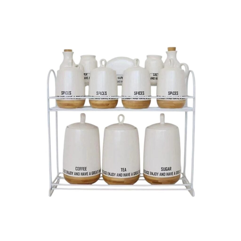 12-piece porcelain spice set with stand