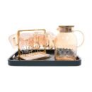9-piece double-glass sherbet set (jug + 6 cups + stand + tray)
