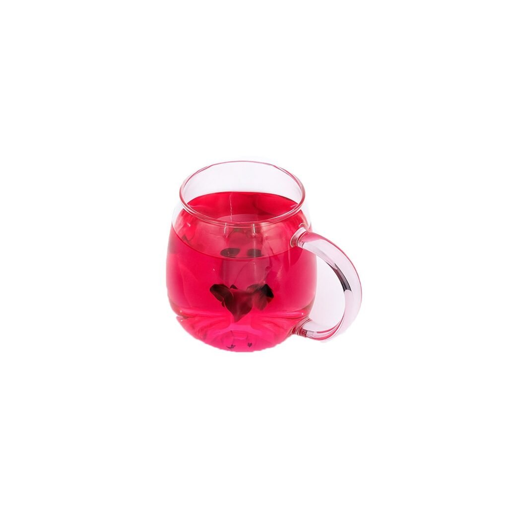 400ml double glass rose mug